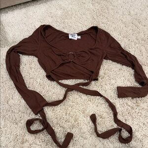 Princess Polly Chocolate Brown Ring Detail Crop Top